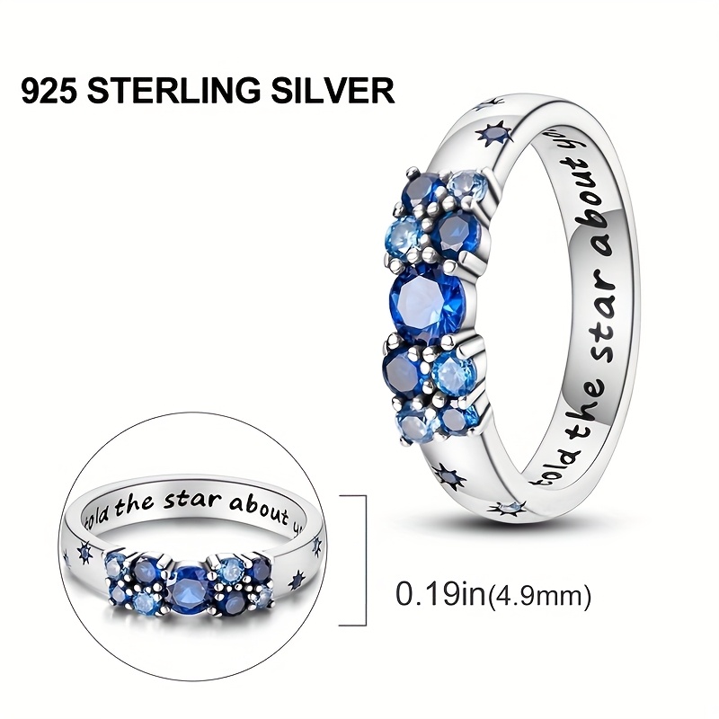 925 Silver Star Symbol Ring with CZ, Hypoallergenic Stackable